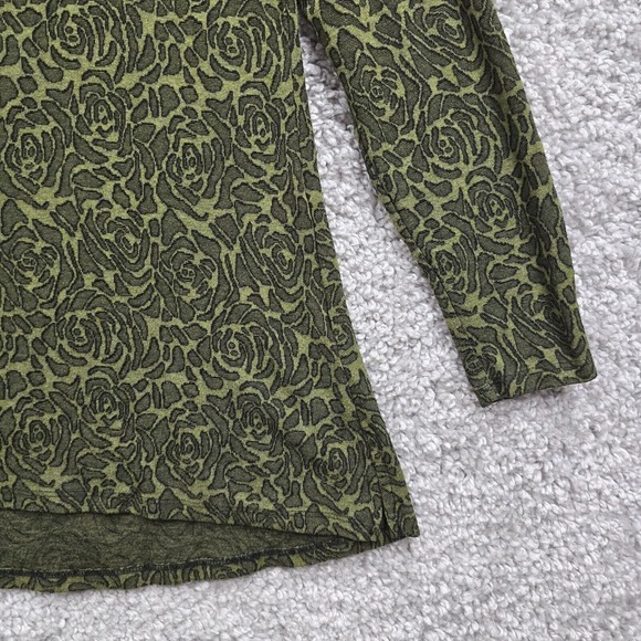 Cut Loose Shirt Women Large Green Floral Long Sleeve Pullover Stretch Goblincore - Picture 2 of 12